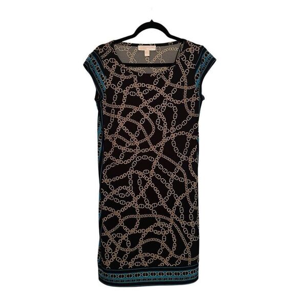 Michael Kors Black & Gold Chain Design Dress- Size M - Picture 1 of 8